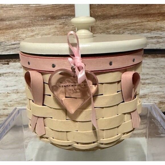 Longaberger 2006 Whitewashed Horizon of Hope  Liner Lid Basket Breast Cancer - Picture 1 of 11